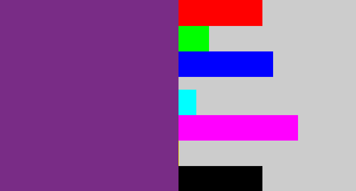 Hex color #792c86 - purple