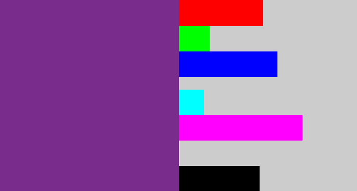 Hex color #792c8c - purple