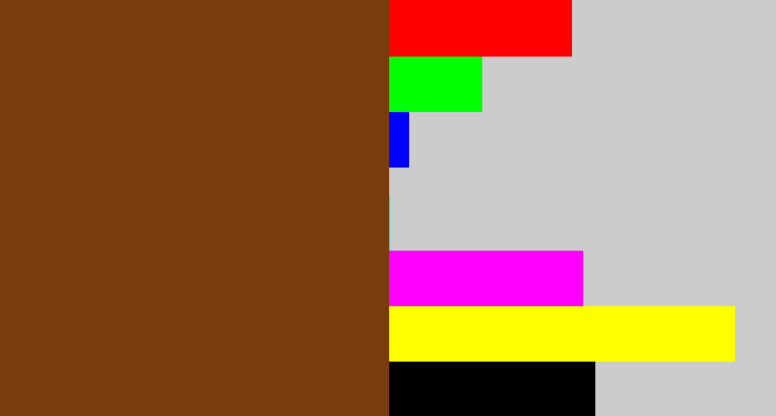 Hex color #793c0d - reddish brown