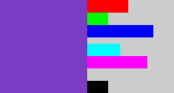 Hex color #793cc3 - bluey purple