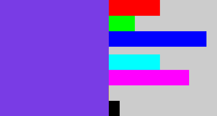 Hex color #793ce5 - bluish purple
