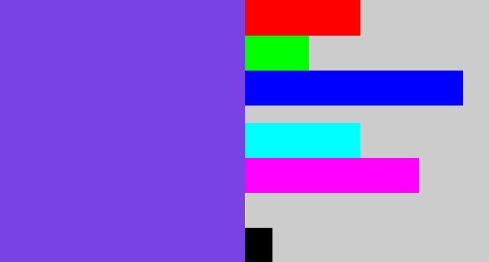 Hex color #7942e4 - bluish purple
