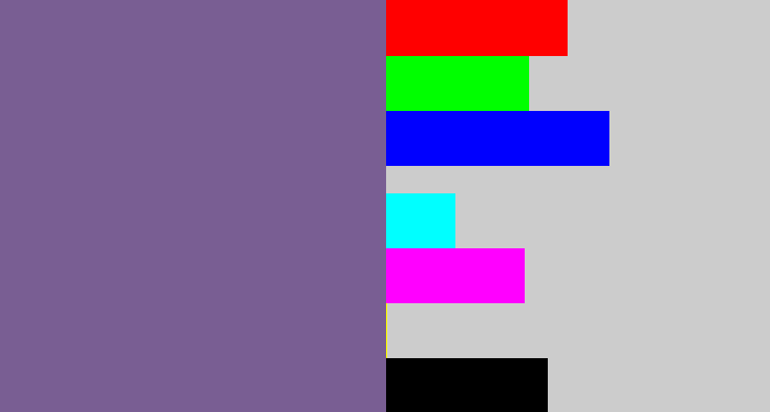 Hex color #795e93 - muted purple