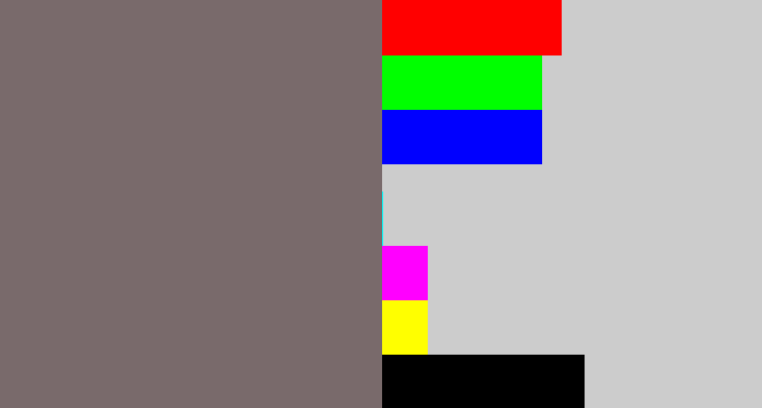 Hex color #796a6b - purplish grey
