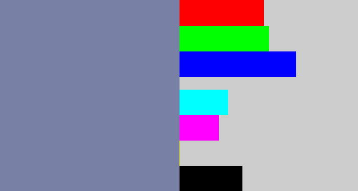Hex color #7980a5 - blue/grey