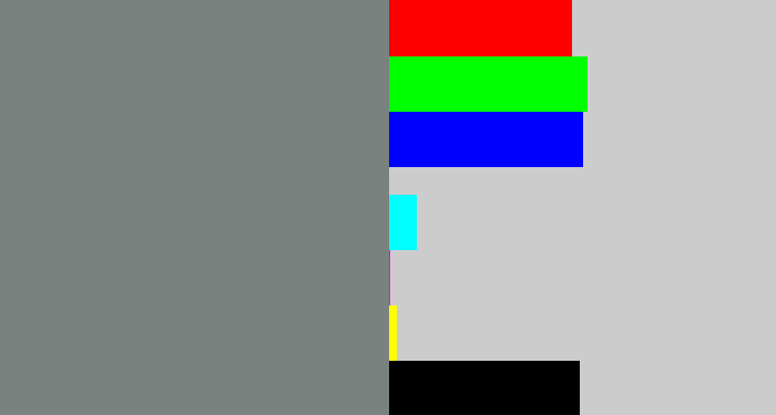 Hex color #79827f - medium grey
