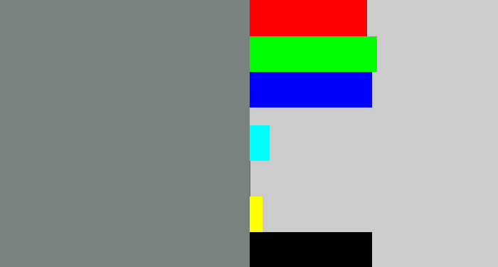 Hex color #79837d - medium grey