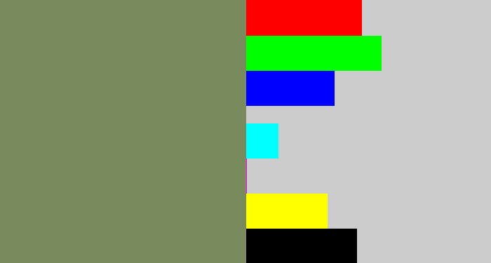 Hex color #798b5d - moss