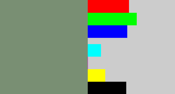 Hex color #798f73 - green grey