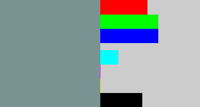 Hex color #799393 - bluish grey