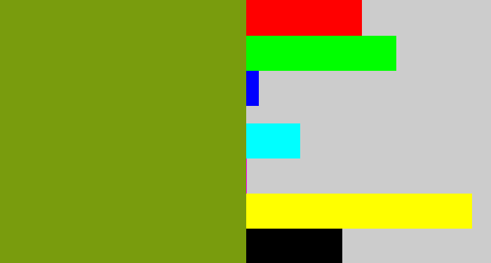 Hex color #799c0d - ugly green