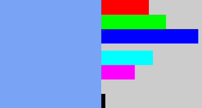 Hex color #79a4f6 - sky blue