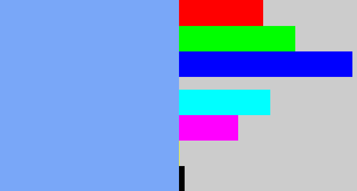 Hex color #79a7f8 - sky blue