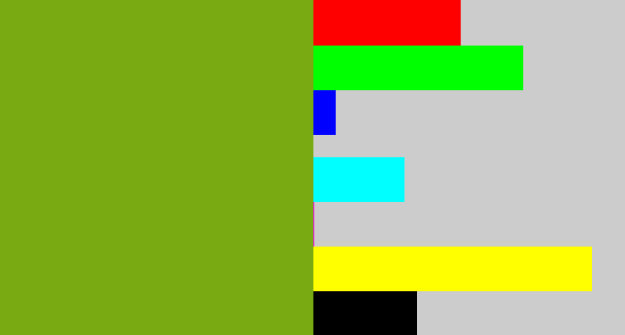 Hex color #79aa12 - pea green