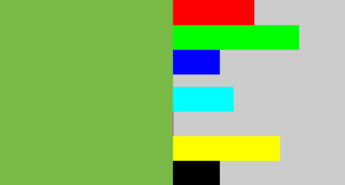 Hex color #79ba46 - turtle green