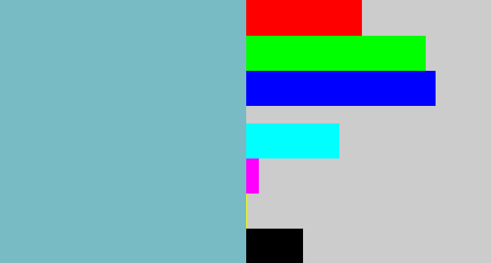 Hex color #79bbc4 - pale teal