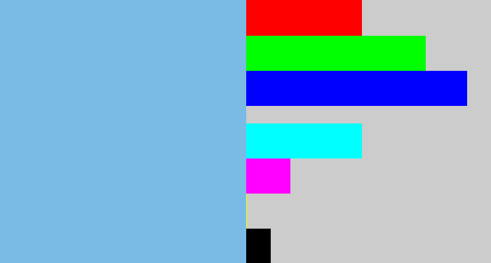 Hex color #79bbe5 - lightblue