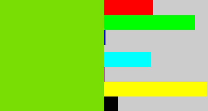 Hex color #79de03 - dark lime green