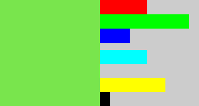 Hex color #79e54d - fresh green
