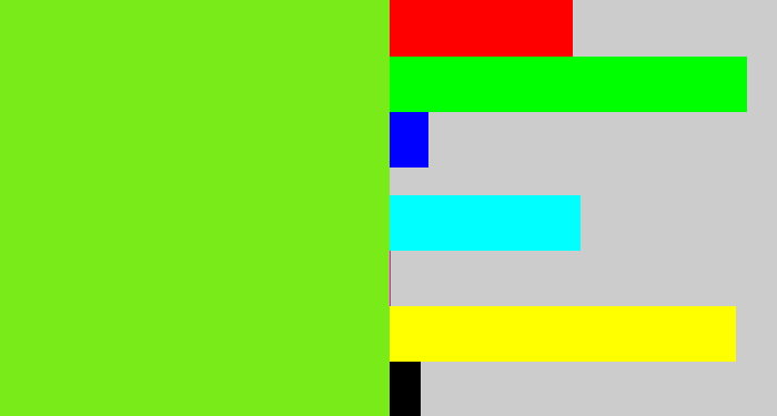 Hex color #79eb19 - bright lime