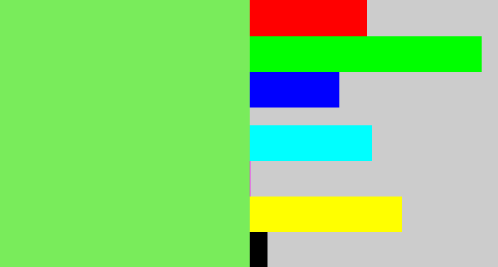 Hex color #79ec5b - lighter green