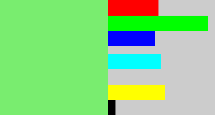 Hex color #79ed6f - lighter green