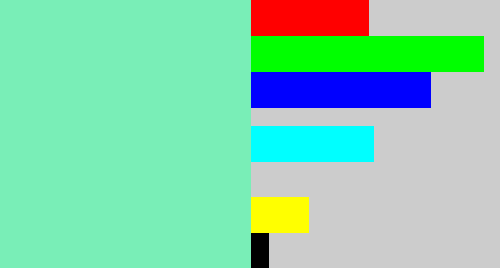 Hex color #79eeb7 - light blue green