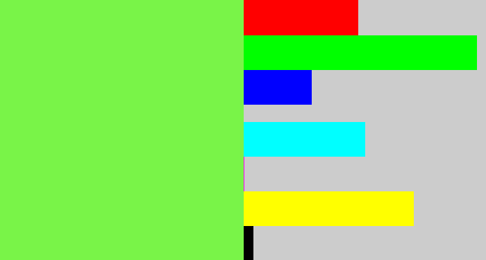 Hex color #79f448 - kiwi green