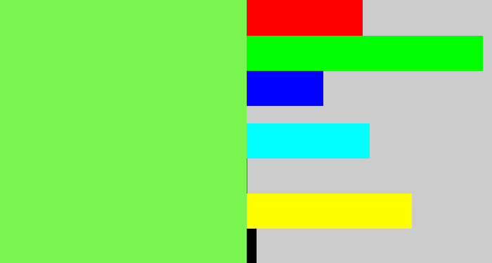 Hex color #79f450 - lighter green