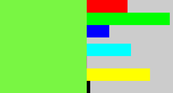 Hex color #79f643 - kiwi green