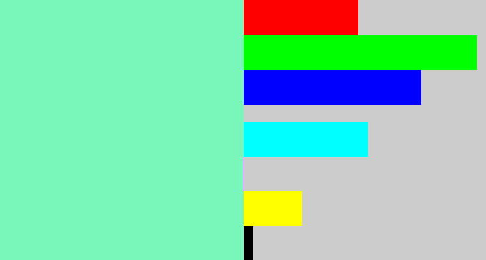 Hex color #79f6ba - light blue green