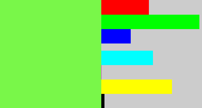 Hex color #79f749 - lighter green
