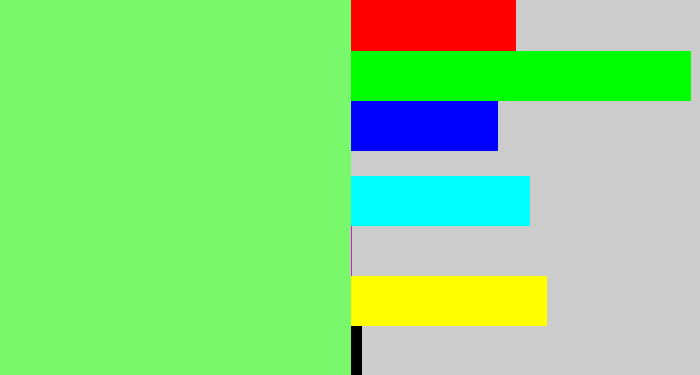Hex color #79f86c - lighter green