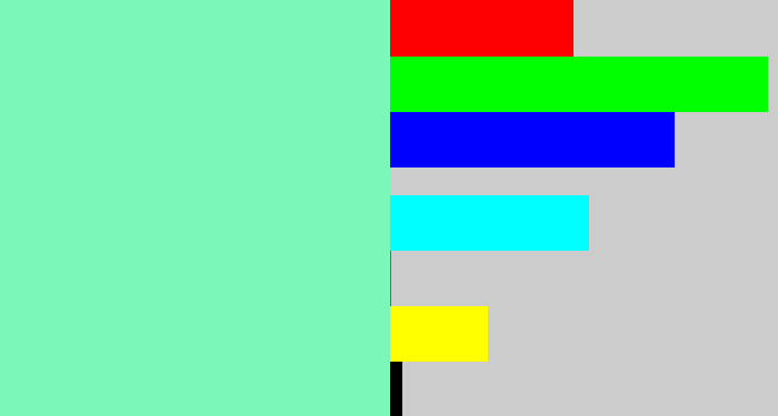 Hex color #79f8ba - light blue green