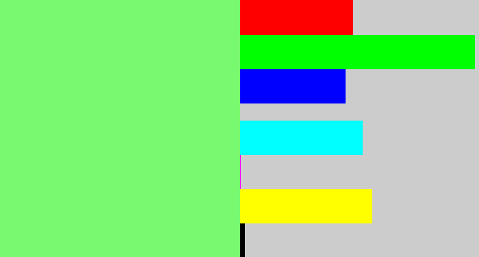 Hex color #79f96f - lighter green