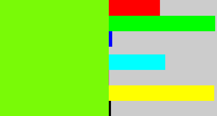 Hex color #79fa07 - bright lime