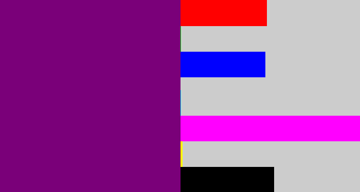 Hex color #7a0079 - darkish purple