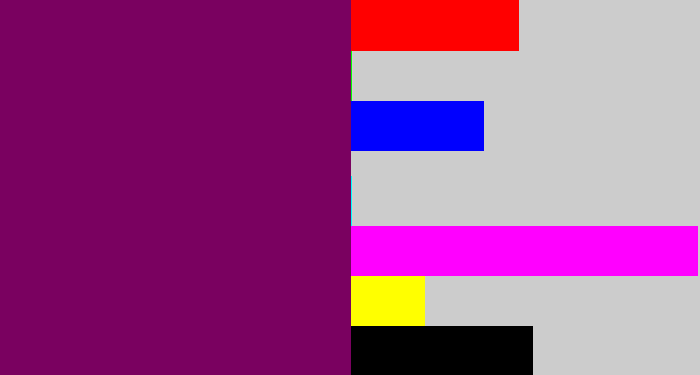 Hex color #7a0160 - rich purple