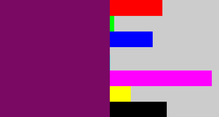 Hex color #7a0963 - rich purple