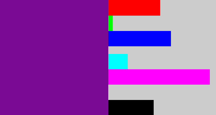Hex color #7a0994 - purple