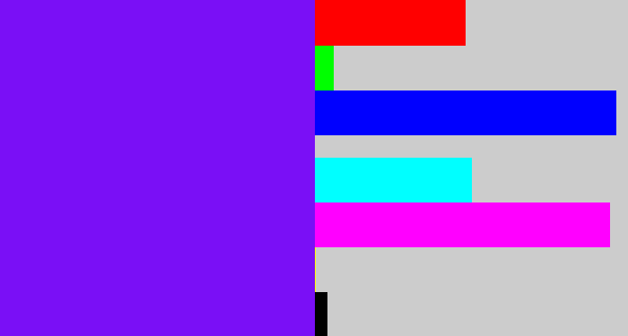 Hex color #7a0ff6 - purply blue