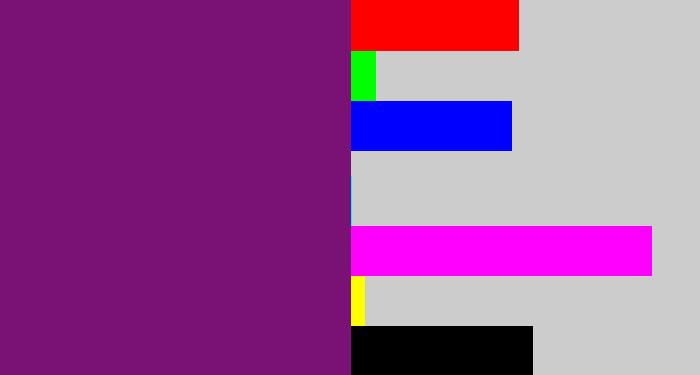 Hex color #7a1175 - darkish purple