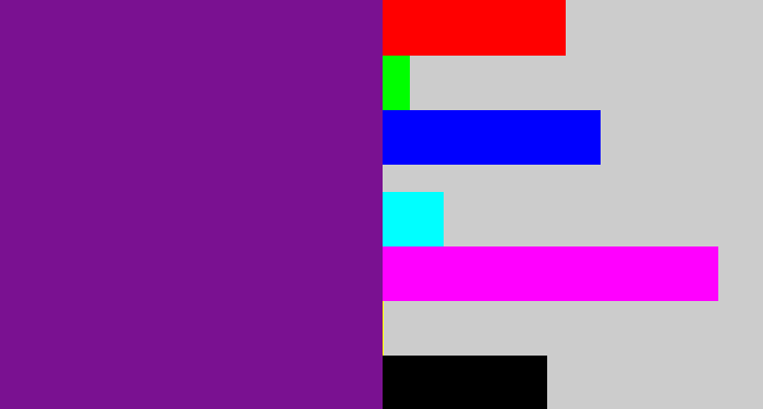 Hex color #7a1191 - purple