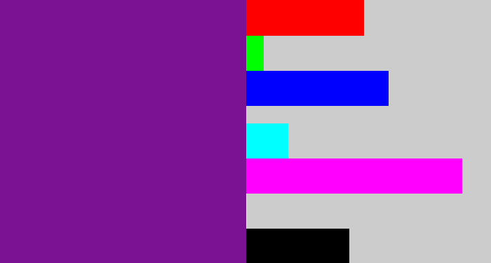 Hex color #7a1293 - purple
