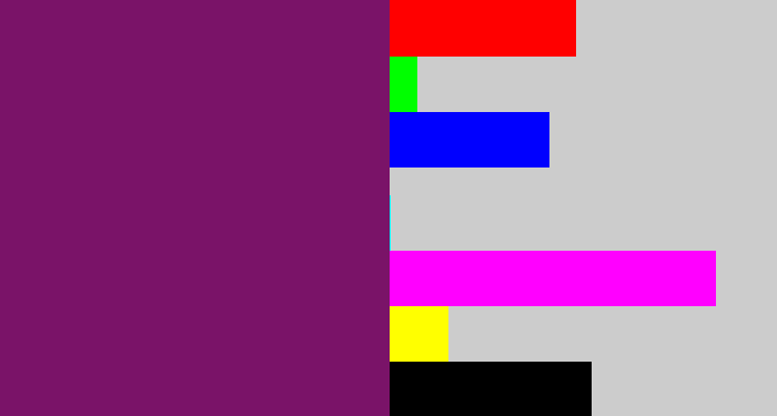 Hex color #7a1368 - darkish purple