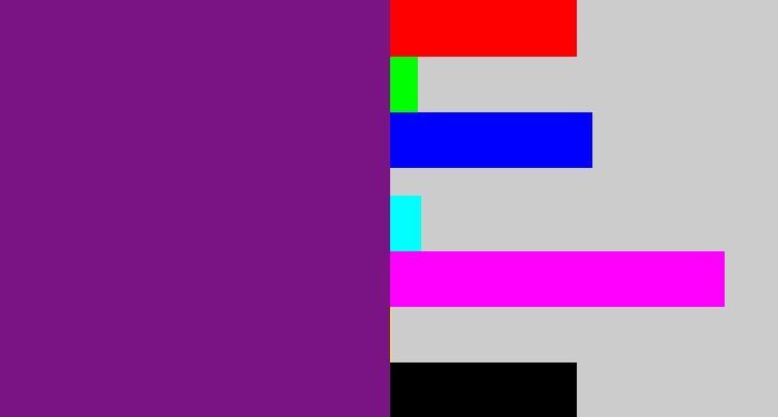 Hex color #7a1384 - darkish purple