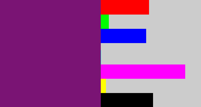 Hex color #7a1474 - darkish purple