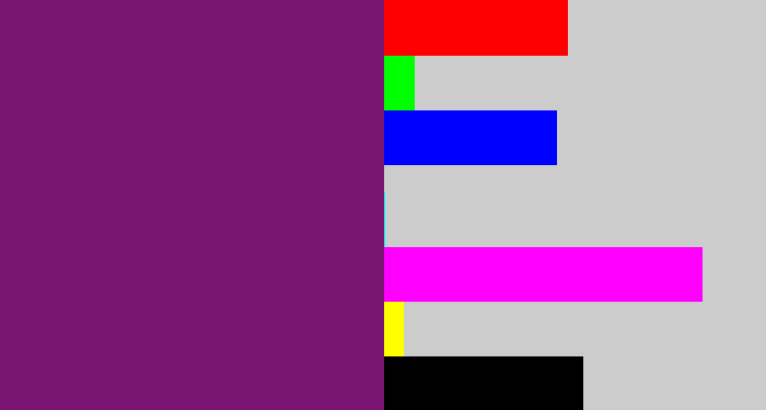 Hex color #7a1574 - darkish purple