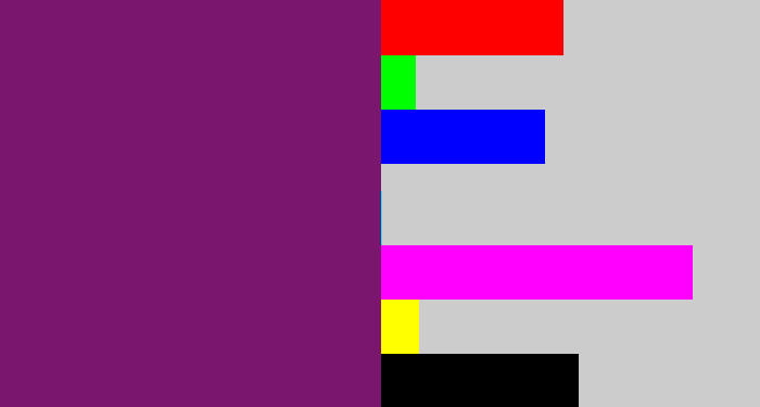 Hex color #7a166e - darkish purple