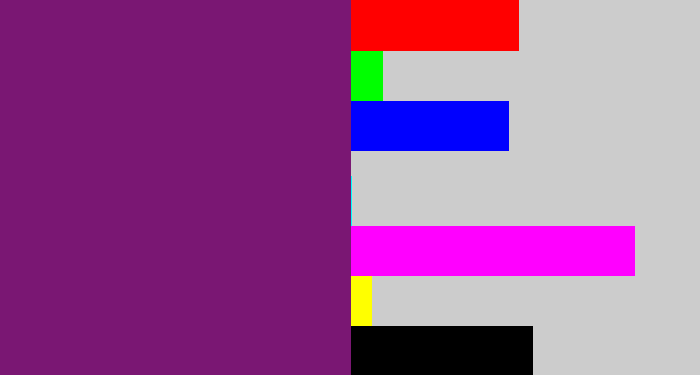 Hex color #7a1773 - darkish purple